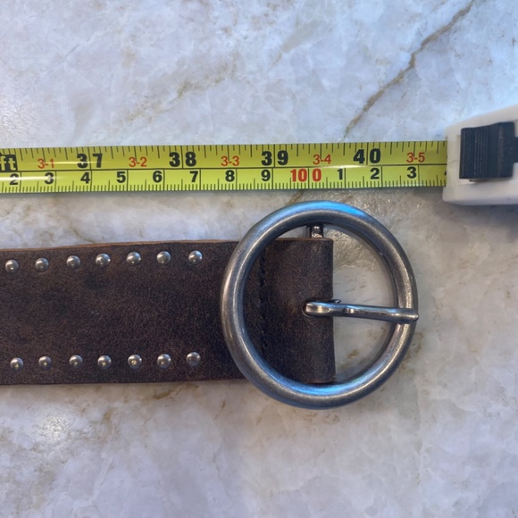Olga Santini Womens Leather Studded Belt Brown Silver Italy Large - Picture 4 of 8